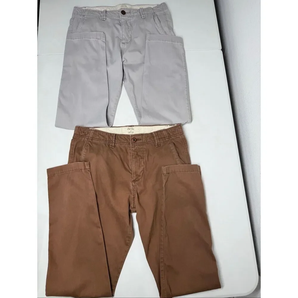 Set Of 2 Hollister Men’s Skinny Chino Sz 29/27 Gray Brown See Description